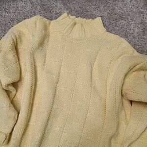 Vintage Made in USA Knit Street Butter Yellow Women's Medium Oversized Sweater